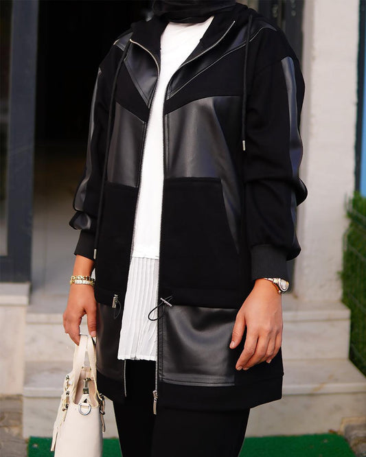 siyah Deri Ceket Pantolon Takım - Ela Butik